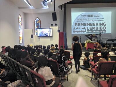 Memorial service for Lembibo, an Ethiopian domestic worker who died in Lebanon. Richard Hall for The National