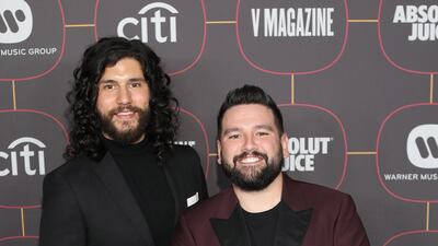 Dan Smyers and Shay Mooney attend the Warner Music Group Pre-Grammy Party, at the Hollywood Athletic Club in Los Angeles, California, on Thursday, January 23. EPA