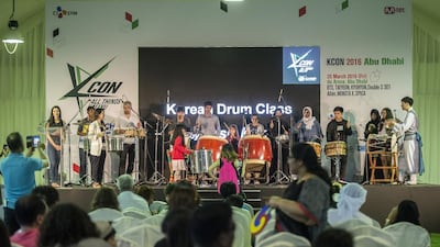 A Korean Drum Class during KCON festival. Vidhyaa for The National