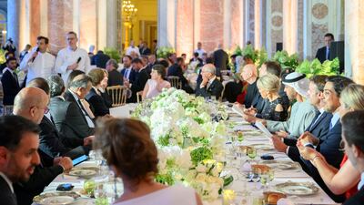 Sheikh Mohamed discussed the important role that France has undertaken in the Middle East and expressed his interest in continuing to work together to promote peace, stability and security across the region. Photo: Presidential Court