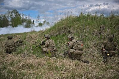 Soldiers training in Voru, Estonia. About 15,000 troops from 14 countries are taking part in one of the largest military exercises to take place in the Baltics. Getty Images