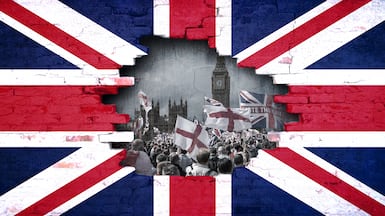 Brexit 10 years later shorthand illustration. Deepak Fernandez / The National