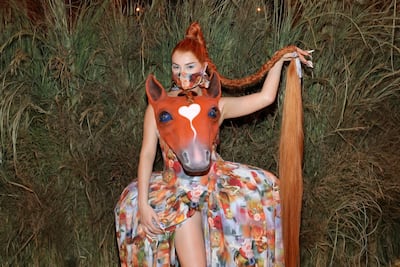 Kim Petras wore a horse as a dress for the In America: A Lexicon Of Fashion Met Gala in 2021. Getty Images