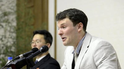American student Otto Warmbier, seen here in a photo from February last year, died after coming back to the United States in a coma shortly after his release from North Korea. Korea News Service via AP Photo