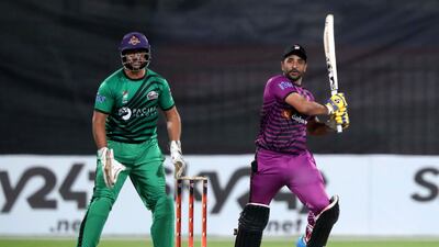 Ajman's Asif Khan during the Emirates D10 match against Fujairah in April 2021 in Sharjah Sharjah. Chris Whiteoak / The National