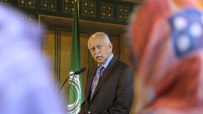 Yemeni foreign minister Riad Yassin gives a press conference following his meeting with Arab League's secretary-general Nabil Elaraby at the Arab League headquarters in Cairo on August 27, 2015. Amr Nabil/AP Photo