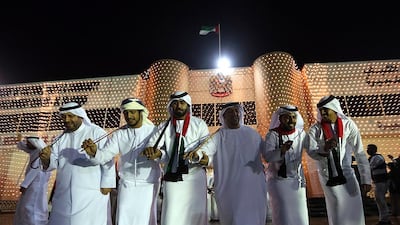 Members of Al Bidiyah Community Centre perform at the Ministry of Culture, Youth and Community Development Centre in Fujairah. Satish Kumar / The National
