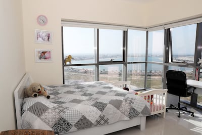A view of the guest bedroom at the apartment comes with stunning views. Pawan Singh / The National