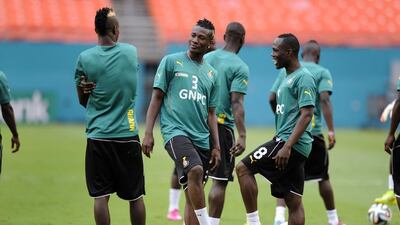 A late injury to striker Asamoah Gyan, centre, has Ghana coach Avram Grant worries ahead of the start of the African Cup of Nations. Rhona Wise/EPA