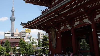 The Tokyo Skytree, left, is seen from the Sensoji temple in Tokyo. Tomohiro Ohsumi /Bloomberg