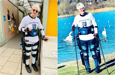 Simon Kindleysides walked 205 kilometres for charity in his robotic exoskeleton.