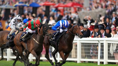 Afaak ridden by jockey Jim Crowley and owned by Sheikh Hamdan bin Mohammed, Crown Prince of Dubai, on his way to winning the Royal Hunt Cup during Day 2 of Royal Ascot. Press Association