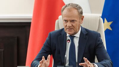 Polish Prime Minister Donald Tusk leads the response to violations of Polish airspace during a Russian attack in Warsaw. Chancellery of the Prime Minister of Poland via AP
