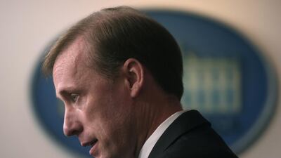 White House National Security Adviser Jake Sullivan takes questions during a press briefing at the White House this month. Reuters