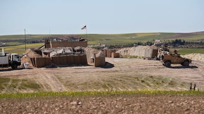 A US position, installed near the tense front line between the US-backed Syrian Manbij Military Council and the Turkish-backed fighters, in Manbij, north Syria. AP