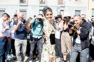 Halima Aden during Milan Fashion Week spring/summer 2020. Getty Images