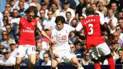 Gareth Bale in action for Tottenham against Arsenal during the Premier League match at White Hart Lane in September 2007. Getty