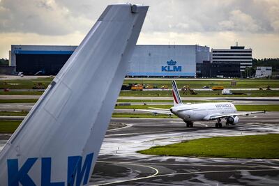 KLM has suspended flights out of Amsterdam Airport Schiphol. AFP