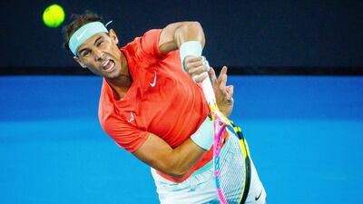 Spain's Rafael Nadal and Marc Lopez during their doubles match against Australia's Max Purcell and Jordan Thompson at the Brisbane International on Sunday, December 31, 2023. AFP
