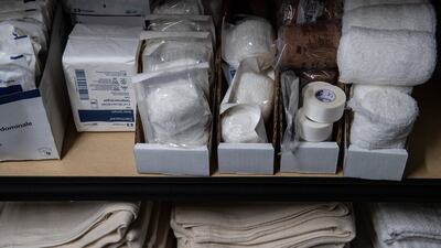 A field hospital in an underground car park in Lviv, western Ukraine, on Saturday. EPA