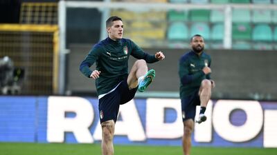 Nicolo Zaniolo of Italy stretches. Getty Images