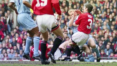 It is one of the most famous images of the first decade of Premier League football. Coventry City defender David Busst suffered extensive compound fractures to both the tibia and fibula of his right leg after colliding with Manchester United players Brian McClair and Denis Irwin at Old Trafford on April 8, 1996. Busst underwent 26 operations, contracted MRSA and retired from the game, but was later able to play five-a-side games and was grateful that he didn't lose his leg in what was ultimately a freak accident. Allsport / Getty Images