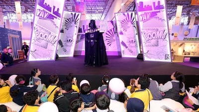Darth Vader makes an appearance in the comic book section at Sharjah children's reading festival.