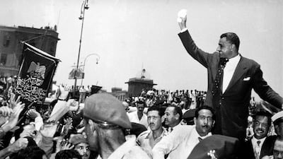 Former Egyptian President Gamal Abdel Nasser announces the nationalisation of the Suez Canal Company in Alexandria on July 26, 1956. Getty Images