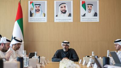 Sheikh Khaled bin Mohamed, Crown Prince of Abu Dhabi, leads a meeting of the Advanced Technology Research Council’s board of directors on Monday. The board includes Dr Sultan Al Jaber, Minister of Industry and Advanced Technology. Wam