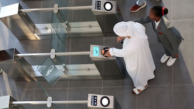 The launch of train services at the new Etihad Rail Al Yalayis Station in Dubai this week. Chris Whiteoak / The National