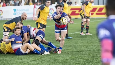 Dubai Hurricanes v Jebel Ali Dragons at the Sevens Rugby Ground.