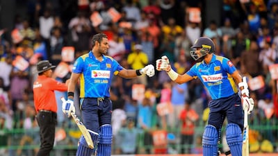 Veteran Sri Lanka all-rounder Angelo Mathews, left, scored the 33rd half-century of his career. Ishara S Kodikara / AFP