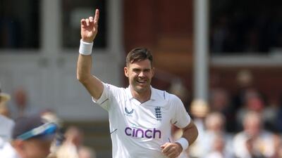 James Anderson celebrates after taking the wicket of Tom Latham. Action Images