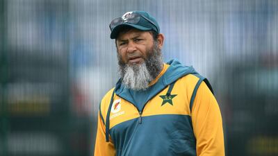 Pakistan spin coach Mushtaq Ahmed looks on during a nets session at Old Trafford. PA