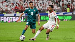 UAE, in white, met Iraq in an Asian qualifying World Cup play-off in November 2025. Getty Images