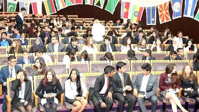 More than 400 young people participated in the mock UN General Assembly conference in Abu Dhabi. Courtesy of Pragya Chawla