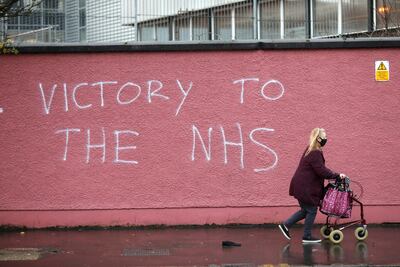 A wall at the Royal Victoria Hospital, one of several hospitals around Britain that are handling the initial phase of a Covid-19 immunisation programme, in West Belfast, Northern Ireland, Tuesday, December 8. AP