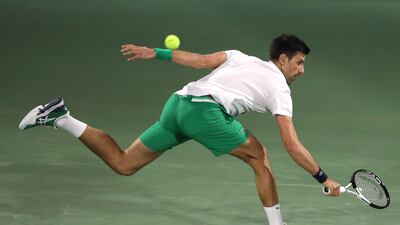Novak Djokovic prepares for the Dubai Duty Free Tennis Championships. EPA