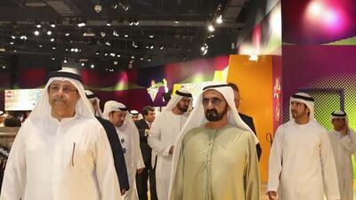 The Dubai Ruler and Crown Prince visit the IMG Worlds of Adventure theme park on the day of its inauguration.