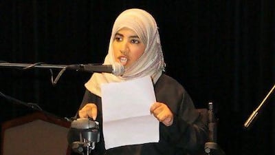 Hamdah Khalfan Al Mansouri says she turned to poetry during an isolated children. Courtesy of Speak Abu Dhabi