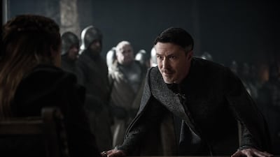Aiden Gillen in a scene from the season finale of Game of Thrones. Helen Sloan / HBO via AP
