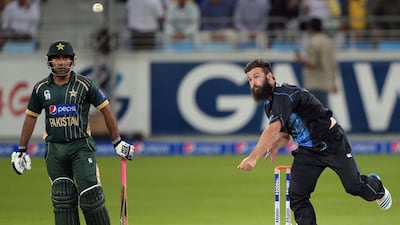 Spinner Anton Devcich surprised by opening the bowling for New Zealand and picked up two wickets against Pakistan. Aamir Qureshi / AFP