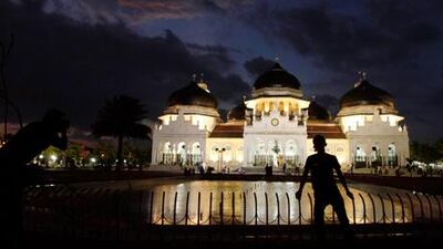 The Grand Raya Baiturrahman Mosque in Banda Aceh survived the 2004 tsunami intact.