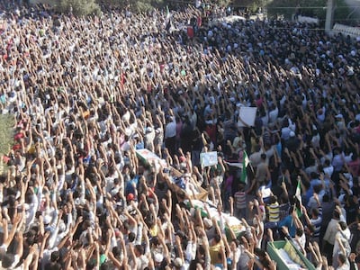 The funeral of Syrians killed by Syrian regime shelling on Deraa June 9, 2012. Reuters