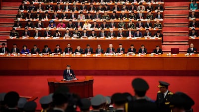 Chinese president Xi Jinping speaks during the opening session. Aly Song / Reuters