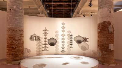 In the section focused on organic forms, this installation by Ruth Asawa is called 'A Leaf a Gourd a Shell a Net a Bag a Sling a Sack a Bottle a Pot a Box a Container'. Photo: Roberto Marossi