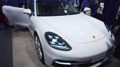 A Porsche Panamera 4 e-hybrid at the Paris motor Show. Eric Piermont / AFP