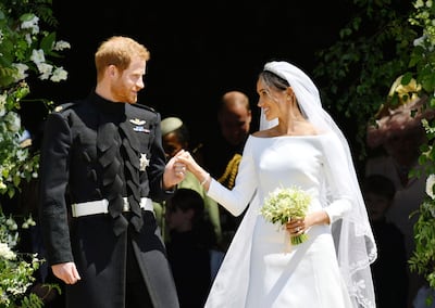 Prince Harry and Meghan Markle after their wedding ceremony. AP