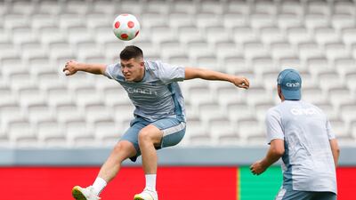 England's Matthew Potts and Ollie Robinson during practice. Reuters
