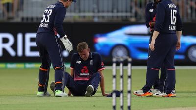 England fast bowler Jake Ball suffered a dizzy spell and briefly left the field to receive medical attention when he played in the final match of the 4-1 series victory. Trevor Collens / AP Photo